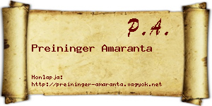 Preininger Amaranta névjegykártya